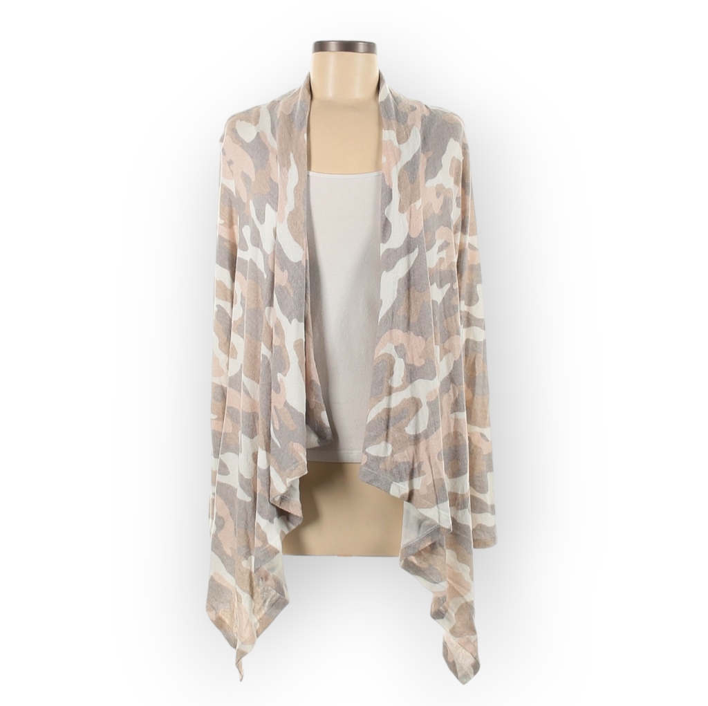 B Collection By Bobeau Womens Medium Camo Cardigan